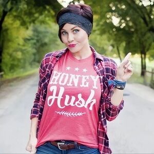 RUBYS RUBBISH T-Shirt Womens Red Short Sleeve HONEY HUSH Graphic Funny Tee NWT